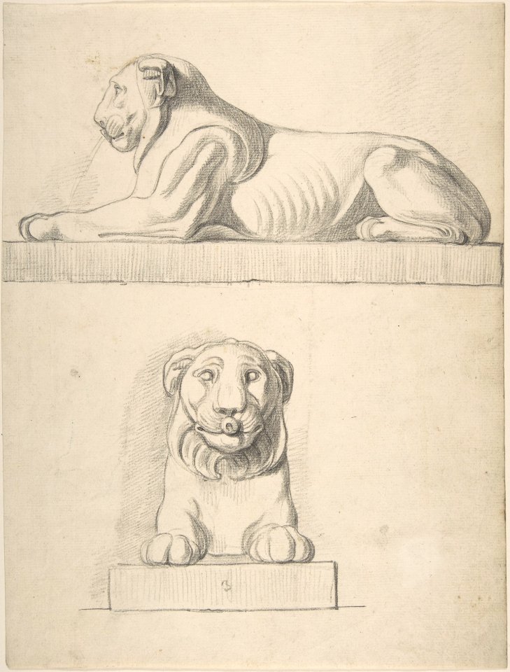 Classical Sculpture of a Lion, Front and Side Views MET DP804390