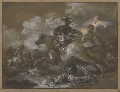 Cavalry Skirmish with a Fallen Soldier at Right MET DP219063