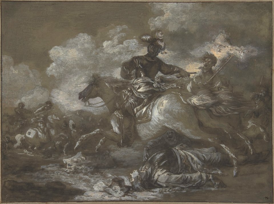 Cavalry Skirmish with a Fallen Soldier at Right MET DP805569