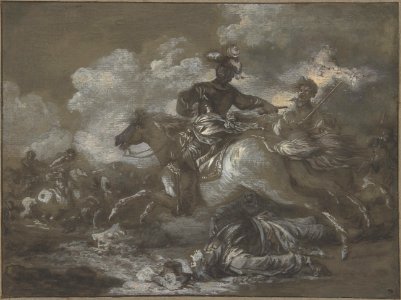 Cavalry Skirmish with a Fallen Soldier at Right MET DP805569