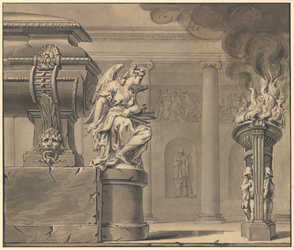 Classical Scene with a Tomb and Flaming Brazier MET DP230594