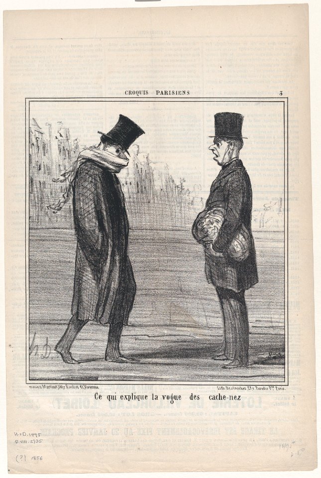 Ce qui explique la voue des cache-nez, from Croquis Parisiens, published in Le Charivari, January 11, 1856 MET DP876531
