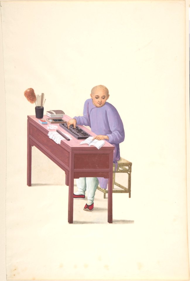 Chinese Man at Desk with an Abbacus MET DP807503