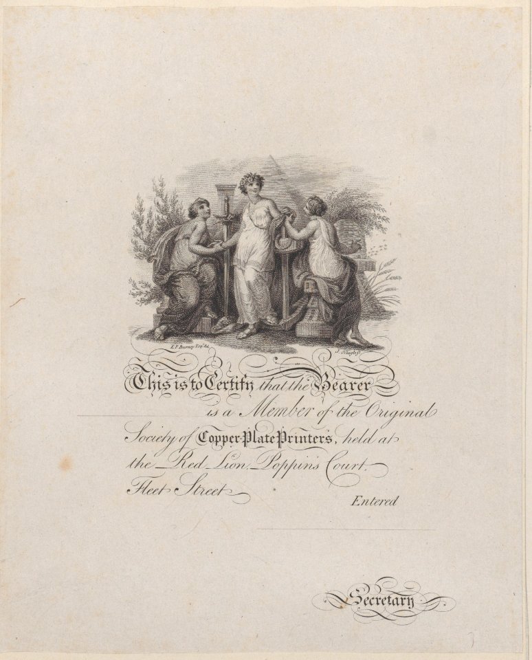 Certificate of Membership of the Society of Copper-Plate Printers Met DP885074