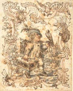 Caricatures of a Fish and a Bird Peddler in Ornamental Frames MET DP803862