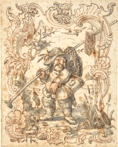 Caricatures of a Fish and a Bird Peddler in Ornamental Frames MET DP803861