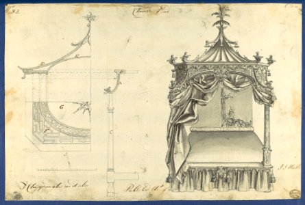 Chinese Bed, in Chippendale Drawings, Vol. I MET DP104160