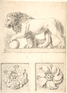 Classical Sculpture of a Lion and Two Rosettes MET DP804427