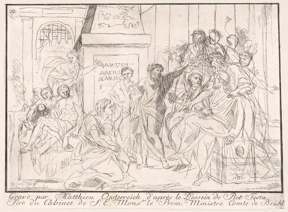 Classical scene of figures gathered around an orator at right Met DP888727