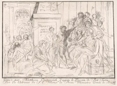 Classical scene of figures gathered around an orator at right Met DP888727