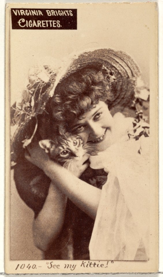 Card 1040, "See my Kittie!", from the Actors and Actresses series (N45, Type 2) for Virginia Brights Cigarettes MET DP830959