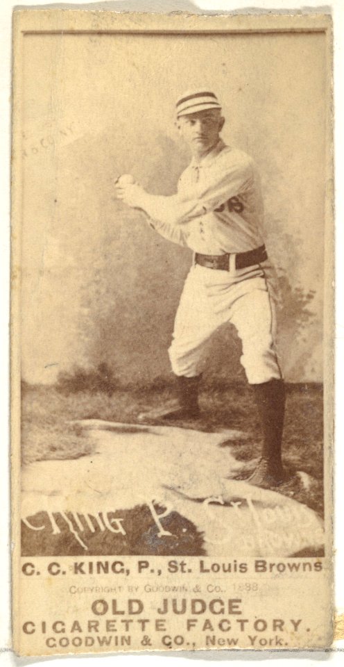 Charles Frederick "Silver" King, Pitcher, St. Louis Browns, from the Old Judge series (N172) for Old Judge Cigarettes MET DP846060