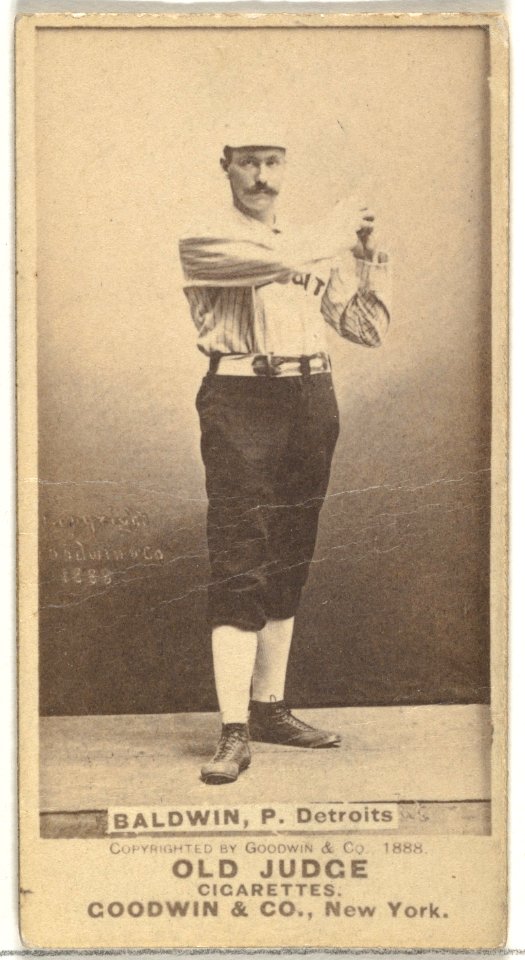 Charles B. "Lady" Baldwin, Pitcher, Detroit Wolverines, from the Old Judge series (N172) for Old Judge Cigarettes MET DP846272