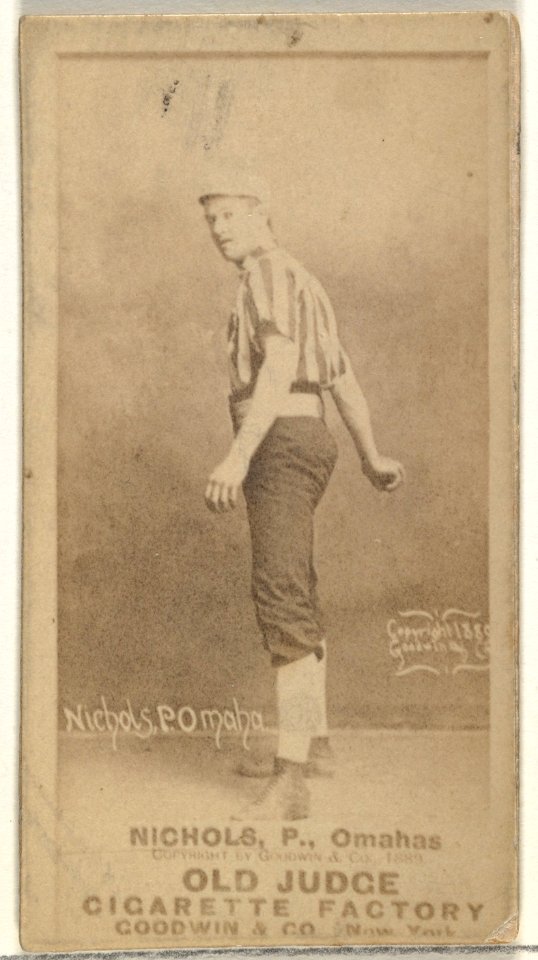 Charles Augustus "Kid" Nichols, Pitcher, Omaha Omahogs- Lambs, from the Old Judge series (N172) for Old Judge Cigarettes MET DP846336