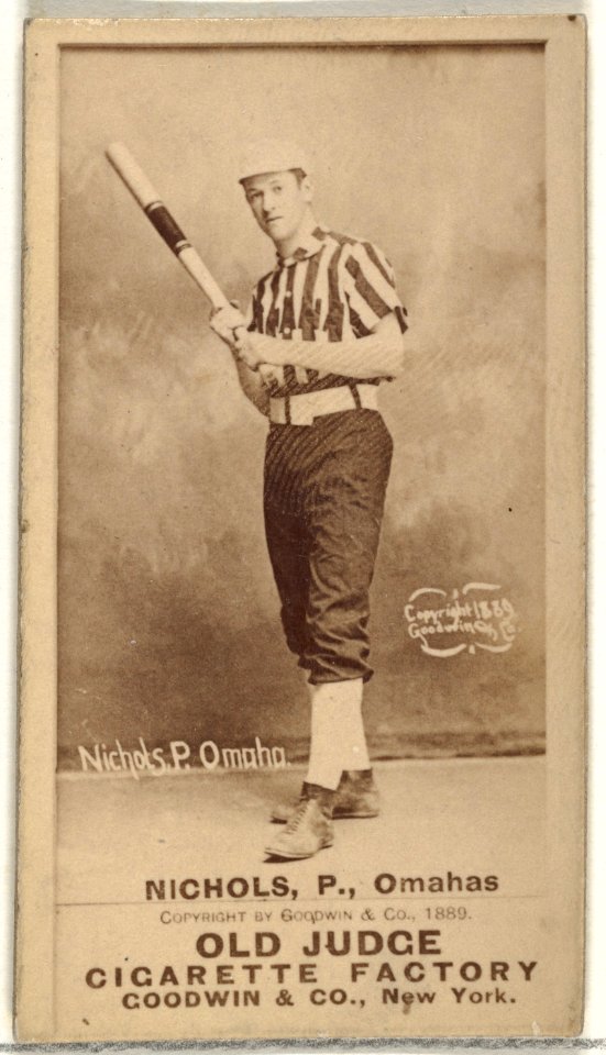 Charles Augustus "Kid" Nichols, Pitcher, Omaha Omahogs- Lambs, from the Old Judge series (N172) for Old Judge Cigarettes MET DP846333