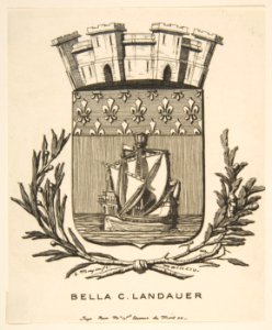 Coat-of-Arms Symbolizing the City of Paris; Bookplate of Bella C. Landauer MET DP813389