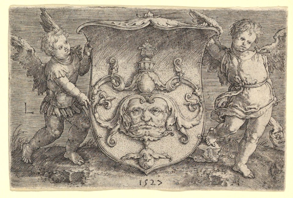 Coat of Arms with a Mask, Held by Two Genii MET DP819077