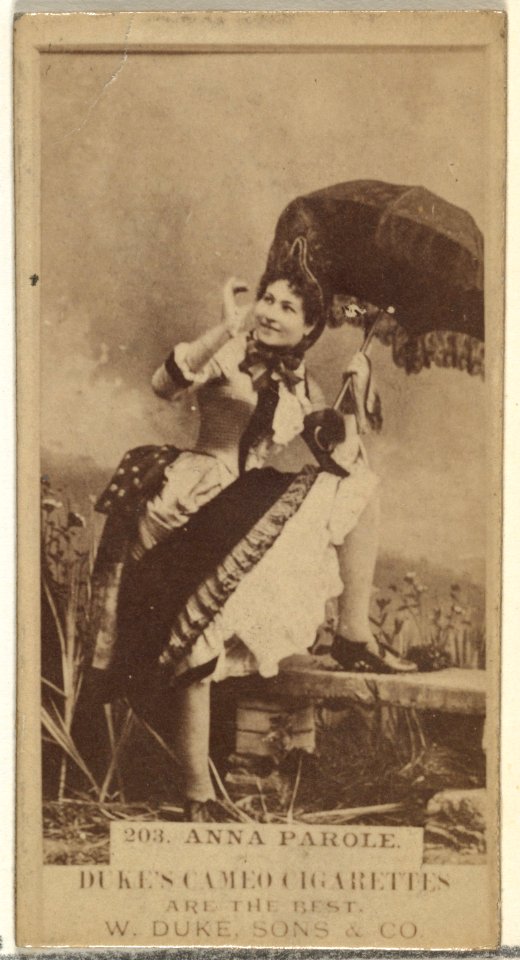Card Number 203, Anna Parole, from the Actors and Actresses series (N145-5) issued by Duke Sons & Co. to promote Cameo Cigarettes MET DP840135