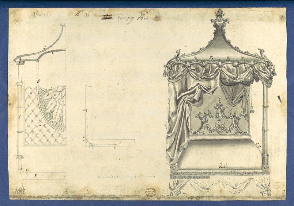 Canopy Bed, in Chippendale Drawings, Vol. I MET DP104161