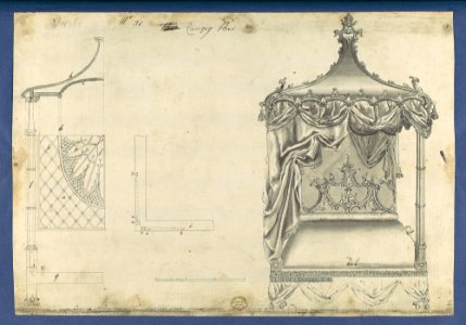 Canopy Bed, in Chippendale Drawings, Vol. I MET DP104161