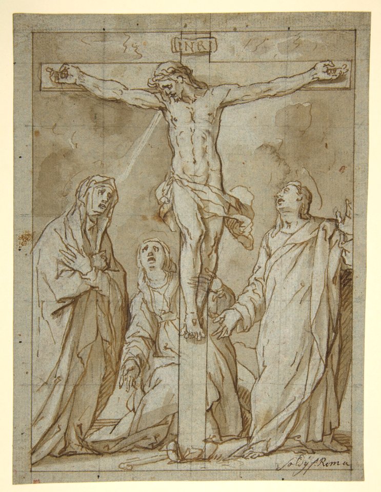 Christ Crucified, Attended by the Virgin, Saint Mary Magdalen, and Saint John the Evangelist MET DP811832