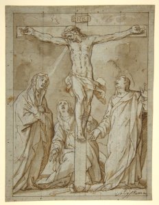 Christ Crucified, Attended by the Virgin, Saint Mary Magdalen, and Saint John the Evangelist MET DP811832