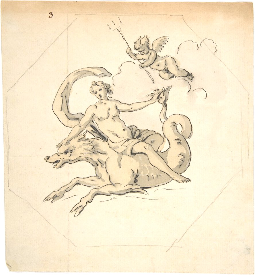 Ceiling Design of a Nereid Mounted on a Hippocamp with Putto MET DP808816