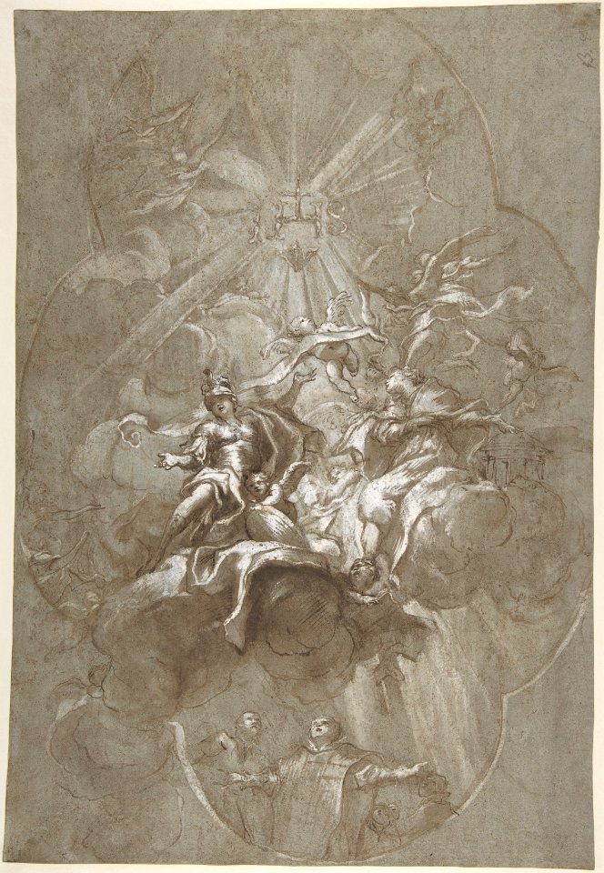 Ceiling Design with the Glorification of the Name of Jesus (recto); Aurora and Cephalus (verso) MET DP809479