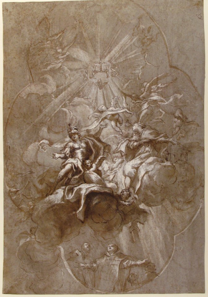 Ceiling Design with the Glorification of the Name of Jesus (recto); Aurora and Cephalus (verso) MET 62.119.11 RECTO