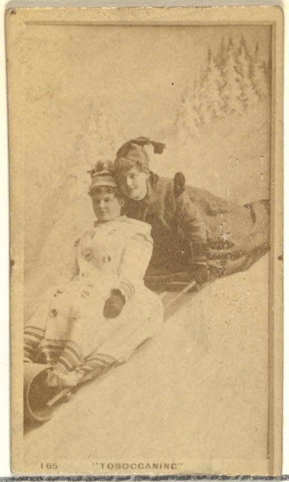 Card Number 165, Tobogganing, from the Actors and Actresses series (N145-7) issued by Duke Sons & Co. to promote Duke Cigarettes MET DP840522