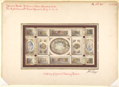 Ceiling of Dining Room, Spencer House, St. James Palace, London, about 1870 MET DP806030