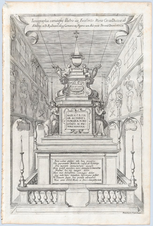 Catafalque for Duchess Maria Cesi of Altemps (Hohenems); from 'Libro De Catafalchi, Tabernacoli, con varij designi di Porte fenestre et altri ornamenti di Architettura' MET DP874845