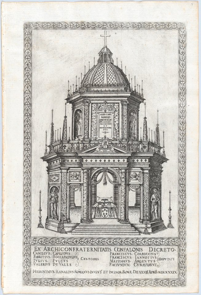 Catafalque for Cardinal Alessandro Farnese; from 'Libro De Catafalchi, Tabernacoli, con varij designi di Porte fenestre et altri ornamenti di Architettura' MET DP874856