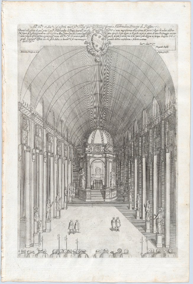 Catafalque for Cardinal Pietro Aldobrandini in Santa Maria sopra Minerva, Rome; from 'Libro De Catafalchi, Tabernacoli, con varij designi di Porte fenestre et altri ornamenti di Architettura' MET DP874846