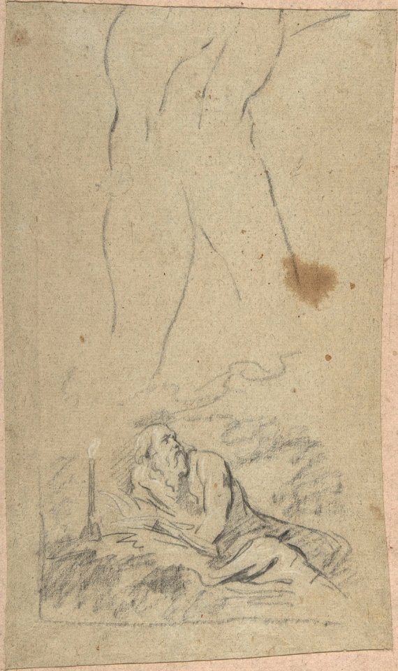 Christ on the Cross; verso- St. Jerome Reading by Candlelight, and Sketch of Male Torso (?) MET DP802374
