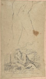 Christ on the Cross; verso- St. Jerome Reading by Candlelight, and Sketch of Male Torso (?) MET DP802374