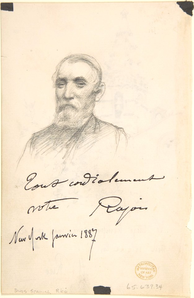 Church Tower with Inscription in Spanish to Avery. Verso- 3-4 View Portrait of Man MET DP800311