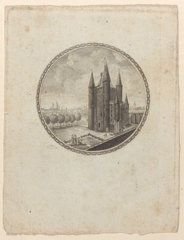 Circular view of the Conciergerie with hidden silhouettes of the Royal family in the clouds Met DP886281