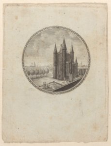 Circular view of the Conciergerie with hidden silhouettes of the Royal family in the clouds Met DP886281