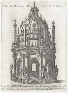 Catafalque for Pope Sixtus V; from 'Libro De Catafalchi, Tabernacoli, con varij designi di Porte fenestre et altri ornamenti di Architettura' MET DP874851