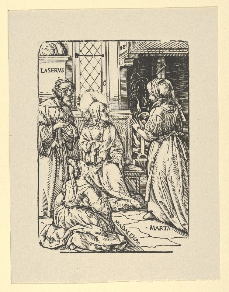 Christ in the House of Lazarus, Martha and Mary, from Holzschnitte alter Meister gedruckt von den Originalstöcken der Sammlung Derschau im besitz des Staatlichen Kupferstich-kabinetts zu Berlin MET DP837367