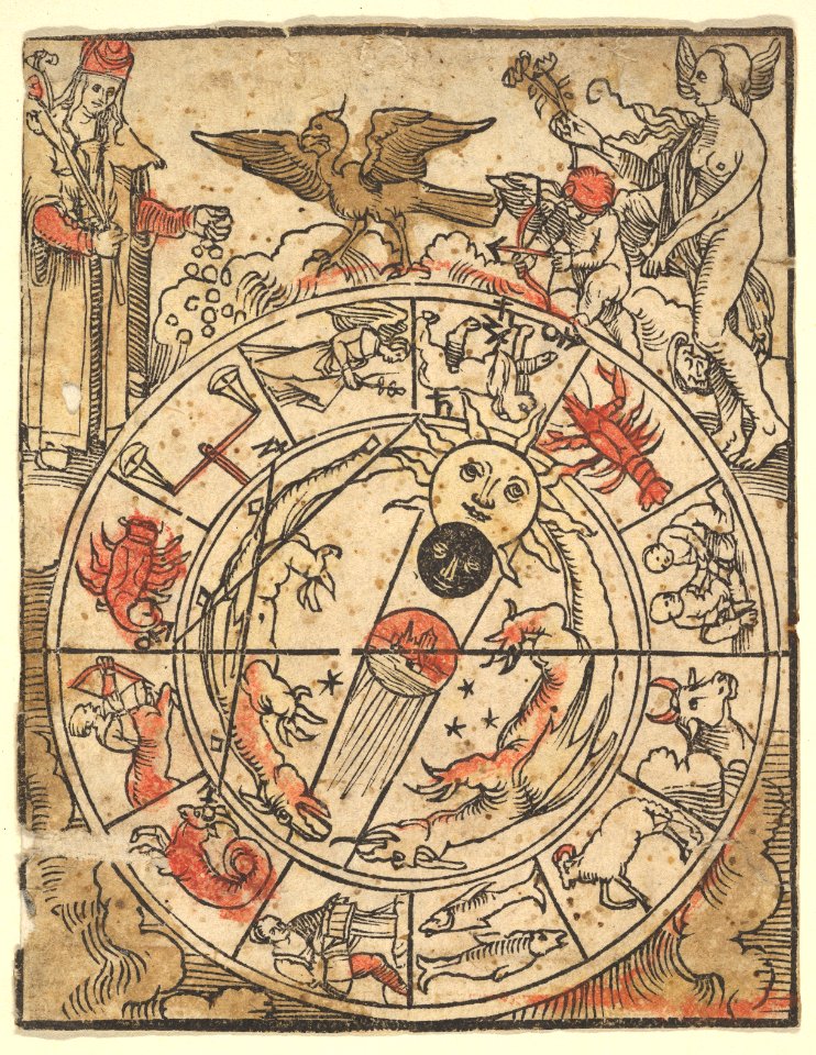Chart of the Signs of the Zodiac with Venus, Cupid, and a Bishop Saint MET DP826736