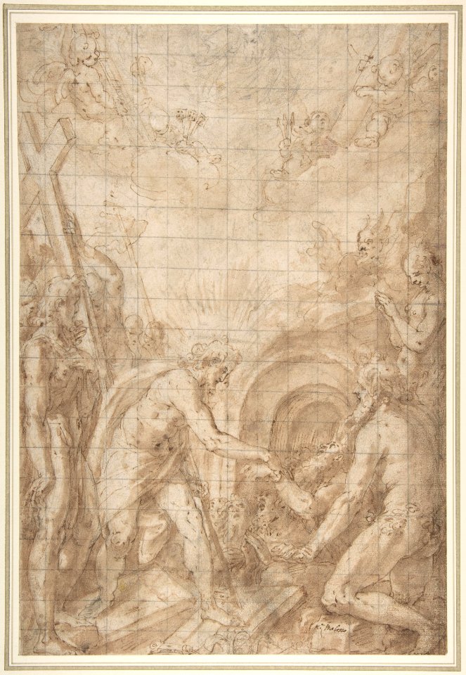 Christ in Limbo- Design for the Standard of a Confraternity MET DP807854