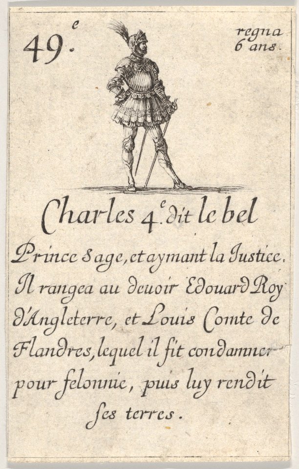Charles 4.e- dit le bel - Prince sage..., from 'Game of the Kings of France' (Jeu des Rois de France) MET DP831122