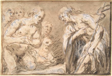 Christ in Limbo (Recto); Saint with Rosary (Verso) MET DP802299