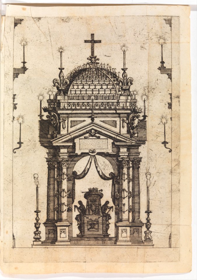 Catafulque for Fernando I, Duke of Tuscany, from Descritione dell'Esequie fatte in Roma dalla Natione Fiorentina al Serenissimo Ferdinando III Gran Duca di Toscana Il dì 22 di Giugno 1609 MET DP310146