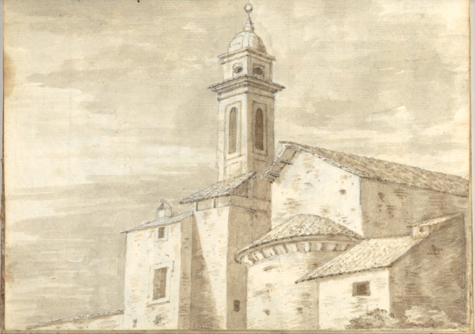 Church with a Tiled Roof and Tower (Smaller Italian Sketchbook, leaf 36 recto) MET DP269444