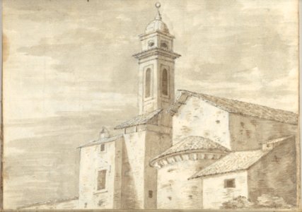 Church with a Tiled Roof and Tower (Smaller Italian Sketchbook, leaf 36 recto) MET DP269444