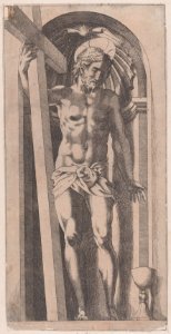 Christ Holding a Cross in a Niche Met DP889680