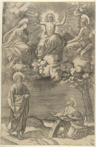 Christ flanked by the Virgin and St. John in the upper section, St. Paul and St. Catherine below MET DP852723
